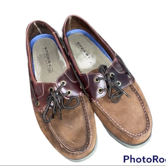 SPERRY TOP-SIDER MEN'S LEEWARD BROWN BOAT SHOES Size 10 - Picture 1 of 9